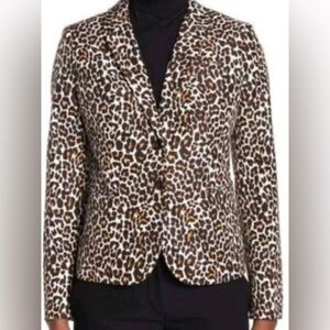 J. Crew Leopard Print Schoolboy Blazer in Snowcat Print